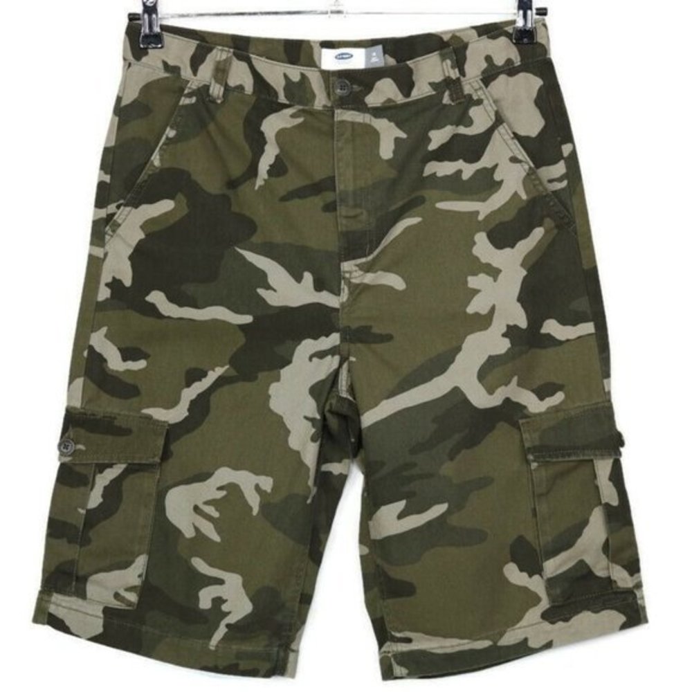 Old Navy Boys Camo Camouflage Cargo Shorts‎ Green Adjustable Waist 18 Husky